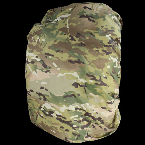 The Condor Raincover 40L in MultiCam pattern protects a large backpack, shown against a white background.